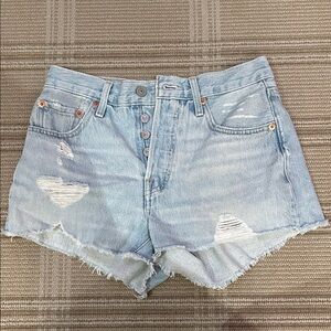 Levi's Light Blue Ripped Jean Shorts